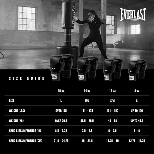 Everlast Unisex – Guantes de Boxeo para Adultos Pro Style 2 Guantes, Negro, 12oz - imagen 6