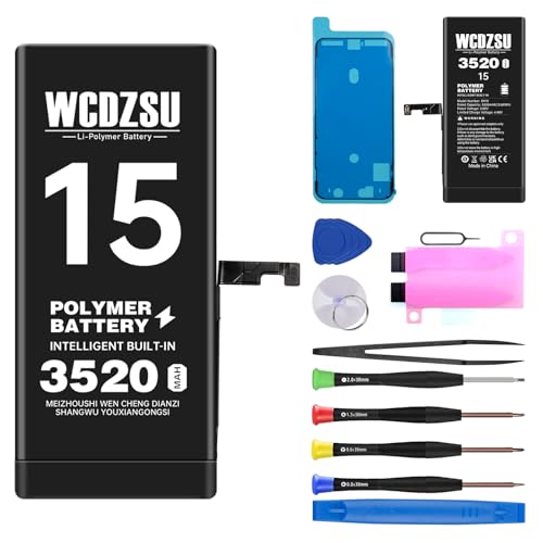 WCDZSU Battery Replacement for iPhone 15 3520mAh New 0 Cycle High Capacity Lithium Polymer Battery for iPhone 15 with Complete Fix Tools Kit Model A3090 A2846 A3089 A3092