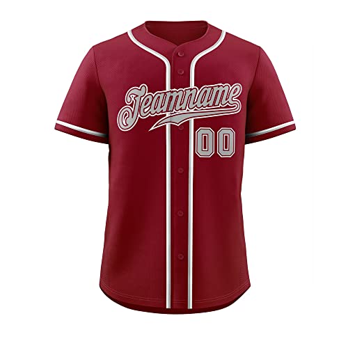 KXK Custom Baseball Jersey Men Women Plus Size Maroon-Gray