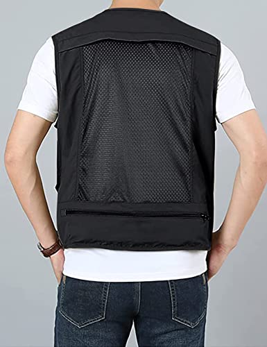 Yimoon Men’s Utility Fishing Vest Outdoor Travel Safari Photo Cargo Vest(Black-S) #TOP4