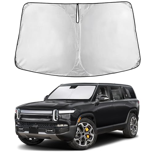 EcoNour Windshield Sunshade Compatible for Rivian R1S / R1T 2022-2024 2025 2026 Sun Visor for Front Windshield & Window Sun Shade Cover UV Heat Blocker & Protector Car Accessories