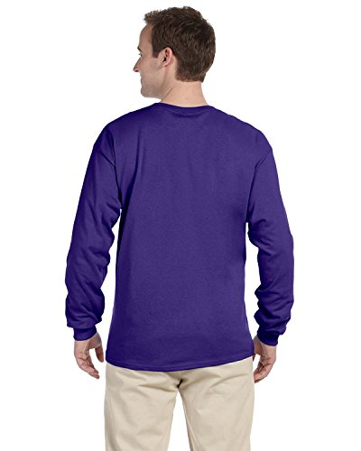Image of Fruit of the Loom Heavy Cotton Long-Sleeve T-Shirt, Purple, XXX-Large