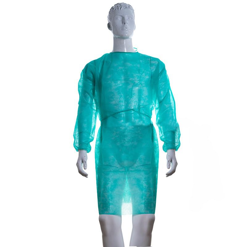 Bata protección médica desechable. Verde. Con mangas y puño elástico. Pack 10 uds