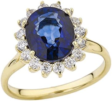 Elegant CZ Princess Diana Inspired Engagement Ring with September Birthstone in 14k Yellow Gold (Size 7)