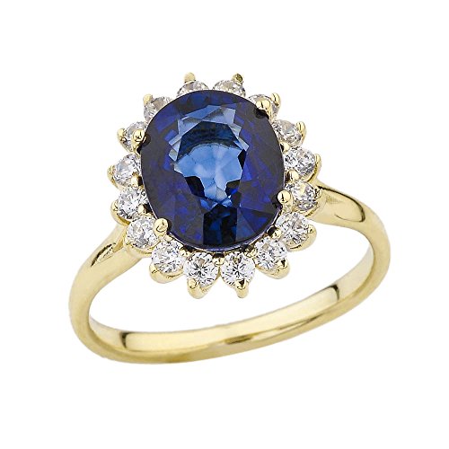 Elegant Cz Princess Diana Inspired Engagement Ring With September Birthstone In 14K Yellow Gold (Size 7) #TOP13
