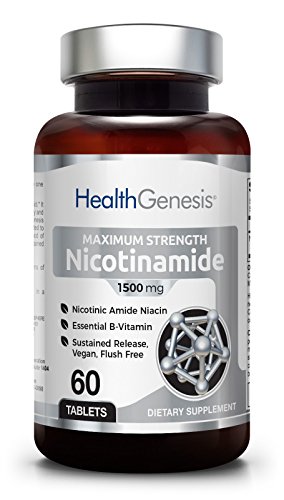 B3 Nicotinamide 1500 mg 60 Tabs Maximum Strength Slow Release - Natural Flush-Free Vitamin Formula | Gluten-Free Nicotinic Amide Niacin | Supports Skin Health | Healthy Cell Repair