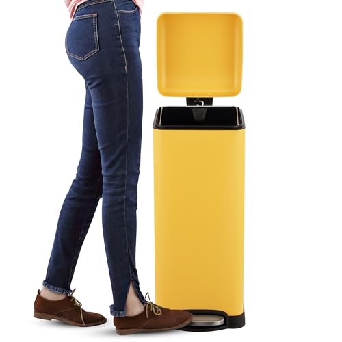 Image of happimess Betty 8 Gal Step Trash Can Soft-Close Lid, Daffodil Yellow