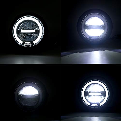 Phare de Moto LED, Distance de Phare Universel de 6,5 pouces avec Support pour Moto Cafe Racer - Lumière Blanche - Image 3