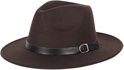 Magik 1-2 Pcs Wide Brim Fedora Hat Water Resistant Leather Band Winter Fall Western (1 Pack, Brown)