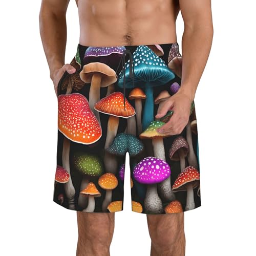 Mushroom Men's Quick Dry Beach Shorts Swim Trunks with Pockets Board Shorts