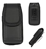 Dikoer Flip Phone Case Holster, Black Leather Belt Clip Phone Cover with Magnetic Closure, Belt Loop, Metal Clip for Alcatel Go Flip V, MyFlip, TCL Flip Pro Classic, Cingular Flip 4, Nokia 2720 2760