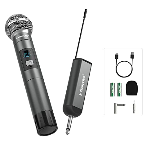Phenyx Pro Single Digital Wireless Microphone System, W/1 Metal Handheld Dynamic Microphone, Mini Receiver, 15 Uhf Frequencies, Cordless Microphone For Karaoke, Dj, Singing, Church, Wedding(Pdp-1) #TOP9