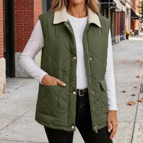 Lainyong Quilted Jacket Women Lightweight Winter Puffer Vests with Pockets - image 2