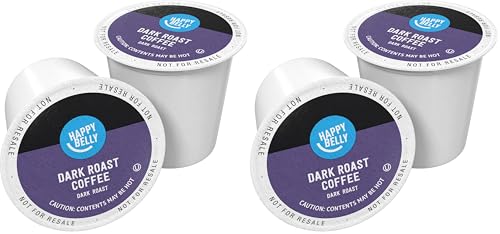 Amazon Brand - Happy Belly Dark Roast Coffee Pods, Compatible with Keurig 2.0 K-Cup Brewers, 100 Count (Pack of 2)