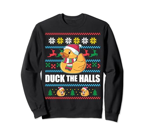 ¡DUCK THE HALLS! Ugly Christmas Jumper Funny Santa Claus Meme Sudadera