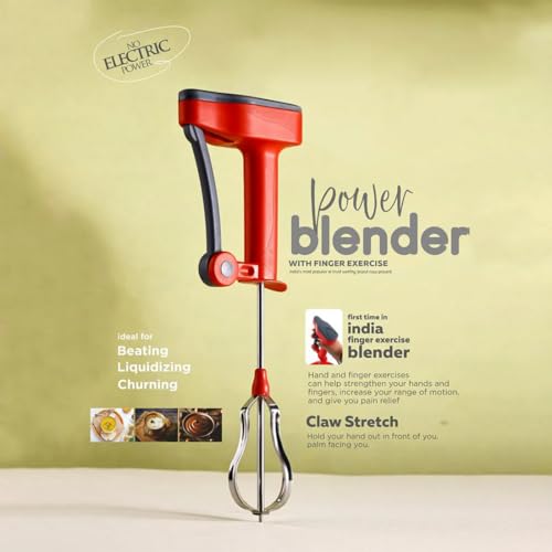 Image of SUPERMOM Hand Blender 1 Pc - Manual Multipurpose Handheld Blender with Stainless Steel Whisk for Coffee, Egg Beating, Churning, Cream and Milkshake, Compact and Easy to Clean Mixer for Kitchen Use