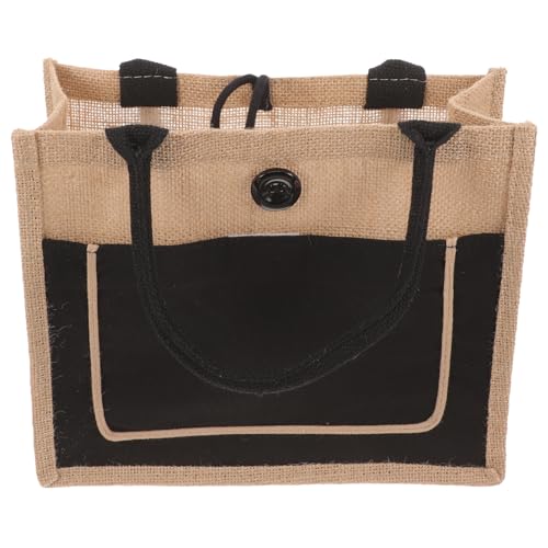 Bolsa de yute grande y plegable con diseño artístico para llevar alimentos con comodidad