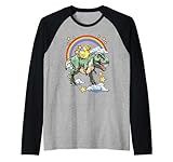 Lustige Tiere auf einem Dinosaurier mit Regenbogen
