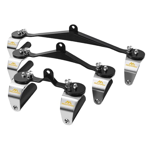 MOUNTMAX Lat Pulldown Bar Set for Cable Machine, Lat Pulldown Attachments, 3-Bar Multi-Grip Attachments with 360° Rotating Handles, 16-Position Adjustable Angles, 30mm Knurled Narrow/Mid/Wide Grips, 660lb Aluminum Alloy