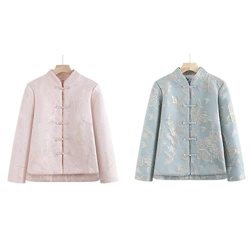 LIXINGHEITANG Women’s Pink Jacquard Coat – Stylish Medium Jacket with National Flair - Image 8