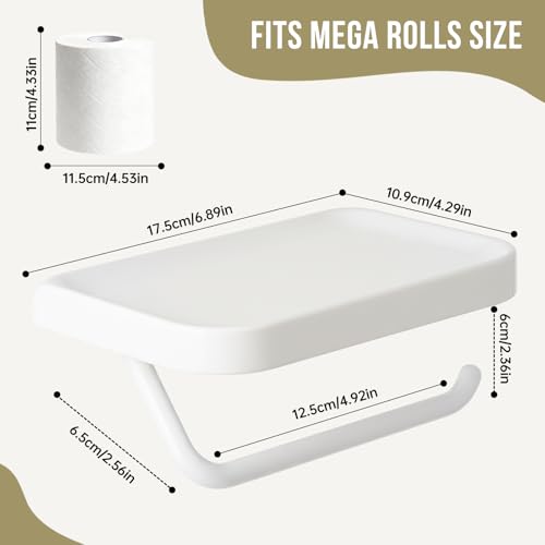 PAVSTINE Portarrollos Baño Sin Taladro, Compatible con Varios Tipos De Papel Higiénico Soporte Rollo Papel Higienico, ABS Multifuncional Porta Rollos De Papel Higienico, Blanco - imagen 2