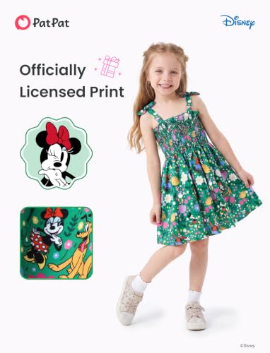 Image of Disney Princess Frozen Elsa Minnie Stitch Toddler Girl Dress Bow Tie Straps Smocked Summer Outfit Birthday Party Clothes 2-9Y