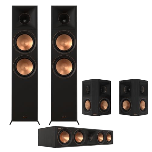 Image of Klipsch Speakers RP-8000F II 5.0 System Bundle with RP-504C II Center Channel Speaker and RP-502S II Surround Sound Speakers in Ebony