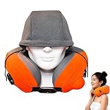 Travelzen Hooded Massage Pillow, Travel Zen Neck Pillow, 3D Dual-Core Massages, Nackenmassagegerät mit Wärme,3D-Tiefenmassagekissen mit Knetfunktion, Einstellbares Memory Foam Reisekissen (Orange)