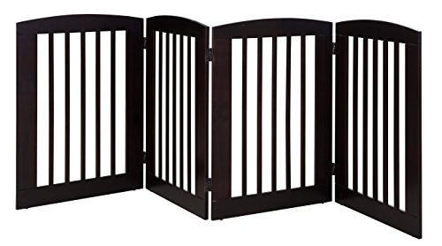 BarkWood Pets Freestanding Pet Gate with Four 24"W x 36"H Folding Wood Panels, Cappuccino BarkWood Pets Freestanding Pet Gate with Four 24"W x 36"H Folding Wood Panels, Cappuccino