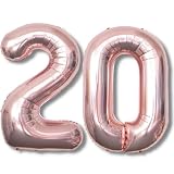 La Kissa 20歳 バルーン 数字 大きい 誕生日 飾り付け ナンバー アルミ風船 40インチ (20, ローズゴールド)