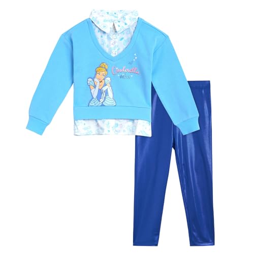 Image of Disney Minnie Mouse Frozen Princess Girls Fleece Sweatshirt & Iridescent Leggings Set Toddler to Big Kid Sizes (2T - 14-16)