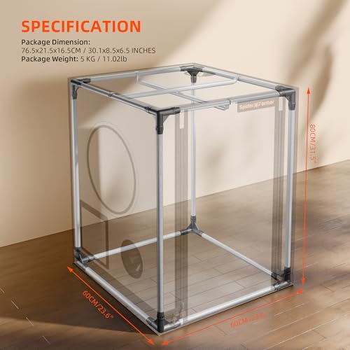 Spider Farmer Kleines Growzelt 60x60x80 cm für Aerogarden, mit Roll-up-Tür, Beobachtungsfenster, abnehmbarem Bodenblech, 2000D Mylar-Gewebe, für SmartG12 Hydroponisches Anzuchtsystem
