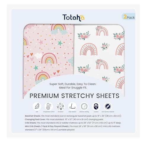 Image of TotAha Changing Pad Cover, Buttery Soft Diaper Changing Pad Covers for Girls Boys, Super Stretchy Jersey Knit Changing Table Covers, 5'' Deep Pocket, 2 Pack