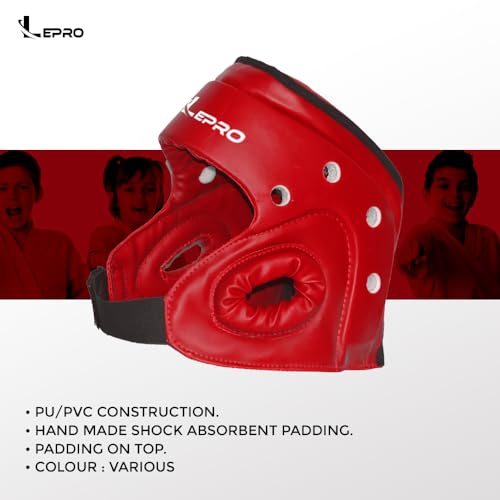 Image of LEPRO Boxing Taekwondo Headgear MMA Muay Thai, Head Gear for Sparring Grappling Martial Arts Kickboxing Karate BJJ Training (Red, S)