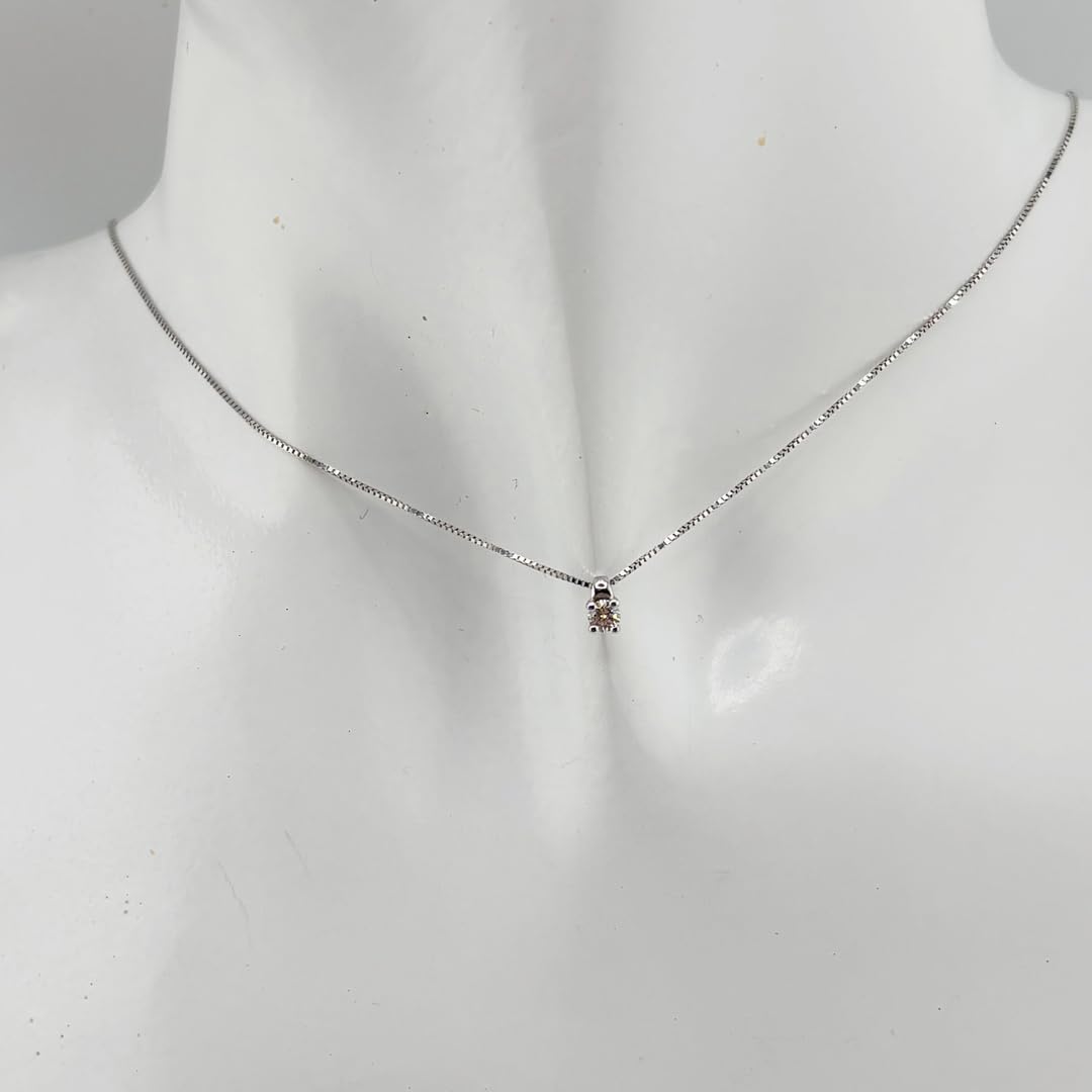 Collana catenina con ciondolo Punto Luce pendente Diamante taglio brillante 0,10 ct gioiello elegante da donna sposa matrimonio