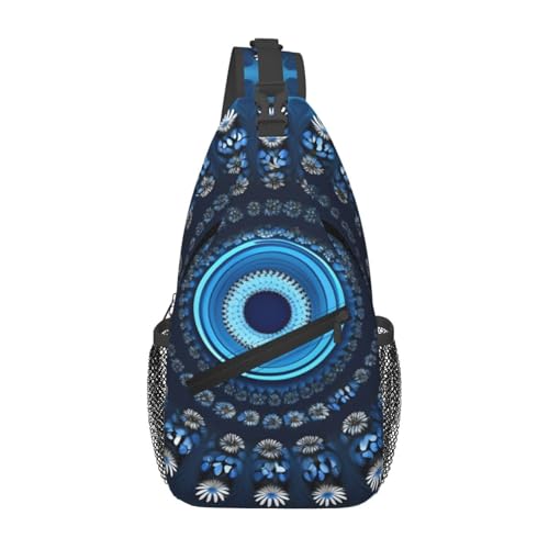 Mochila cruzada compacta con estampado floral azul