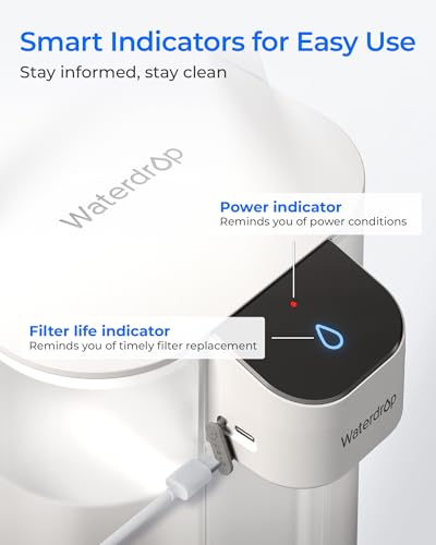 Image of Waterdrop ED61W Rechargeable Water Filter Dispenser, 15-Cup, White | 200-Gallon Water Pitcher, Instant Countertop System, 10X Filtration Efficiency, Reduces 98% Chlorine and 20+ Contaminants