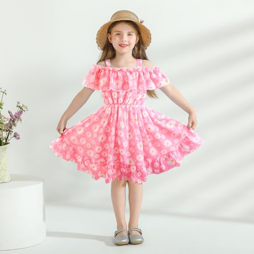 Baby Toddler Girls Dresses Chiffon Off Shoulder Flower Dress Baby Girl Clothes Summer Outfits 1-7 Years3