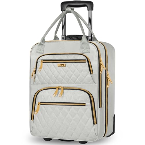 Image of Underseat Carry On Luggage with Wheels, Stylish Lightweight Under Seat Luggage, Personal Item Suitcase with telescoping handles for Men Women, Pilots and Crew, Gray