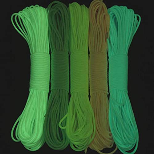UOOOM 5 pcs Paracord Bracelet Cord Glow in The Dark 9 Strands Parachute Rope Outdoor Survival Safe Rope Set for DIY Hand Woven 10 Feet
