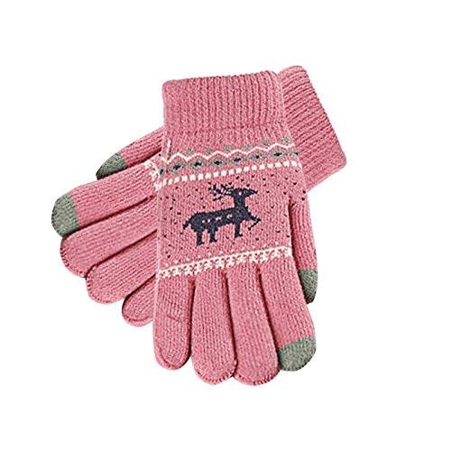 SoeHir Woman Knitted Gloves Winter Warm And Velvet Riding Christmas Elk Full Finger Gloves