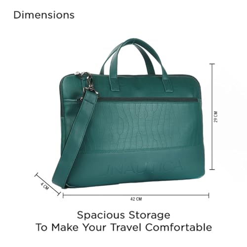 Image of Nautica Padded Laptop Sleeve Stylish Leatherette Bag | Waterproof Protective Cover with Handle & Detachable Sling Strap | Compact and Comfortable for Travelling | Suitable up to 15.6 Inch Laptop