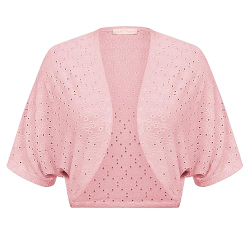 Image of Belle Poque Women's Open Front Bolero Shrug Batwing Short Sleeve Cropped Cardigan Lightweight