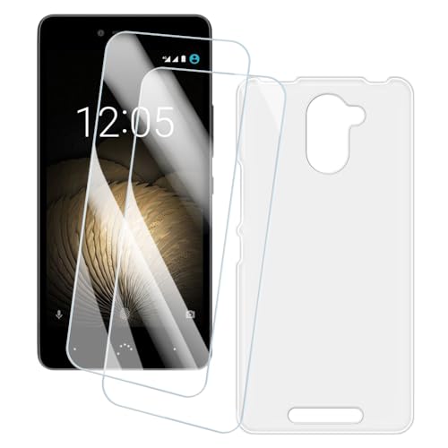 OAGELIM 2 Piezas Protector de Pantalla + Funda Compatible con BQ Aquaris U Plus (5 Pulgada) Funda Impresión Artística Personalizada y Cristal Templado (Blanco)