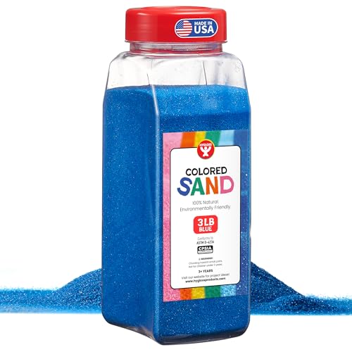 Image of Hygloss Colored Sand for Crafts - 3 lb Bottle, Blue - Vibrant Colorful Fine Sensory Play Sand Art Kits for Kids - Classroom Activities for Children 3 4 5 6 7 8 9 10 11 12 - Safe for Ages 3+