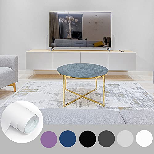 Image of Homease Solid White Wallpaper 24 x 196 inch Thick Matte White Contact Paper Decorative Peel and Stick Wallpaper for Shelf Liner Cabinet Table Door Waterproof Vinyl Self Adhesive Film