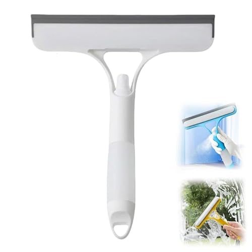 3 in 1 Window Cleaning Scraper - Multi-function Glass Scraper with Sprayer, Window Cleaning Wiper with Spray Bottle for Home, Kitchen, Car Windows (White)