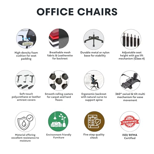 Image of Lakdi The Furniture Co Premium Leatherette Office Chair, High Back Ergonomic Home Office Executive Chair with Cushion Seat & Heavy Duty Wooden Handle and Base Presidential Revolving Chair (Brown)