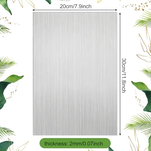 ADERTOS 2 Stk Aluplatten 30 * 20cm Aluminiumblech Alublech 2mm Aluminium Platte Blech Silber Metallplatte mit Schutzfolie Stanzbleche Übungsplatte für Modellbau Messebau DIY Projektieren Basteln