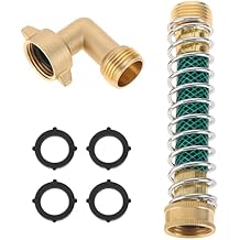 Garden Hose 90 Degree Solid Brass Hose Elbow Connector and Garden Hose Extension Adapter with Coil Spring + Extra 4 Pressure Washers